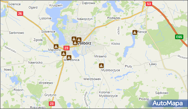 mapa Mirawno, Mirawno na mapie Targeo