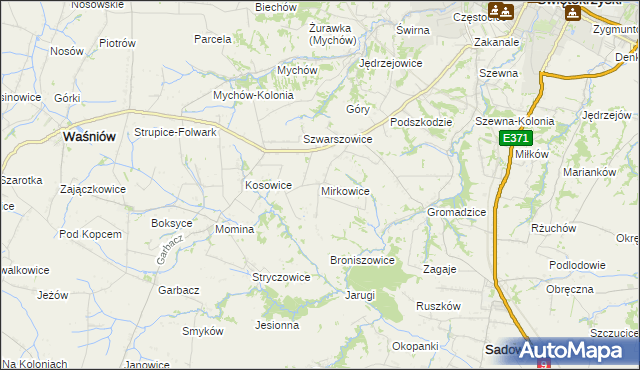 mapa Mirkowice gmina Bodzechów, Mirkowice gmina Bodzechów na mapie Targeo