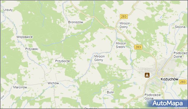 mapa Mirocin Górny, Mirocin Górny na mapie Targeo