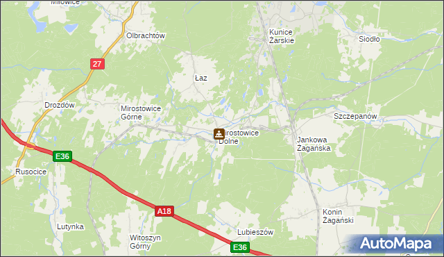 mapa Mirostowice Dolne, Mirostowice Dolne na mapie Targeo