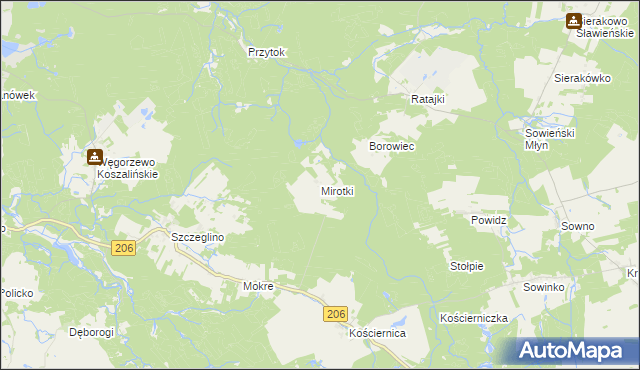 mapa Mirotki gmina Polanów, Mirotki gmina Polanów na mapie Targeo