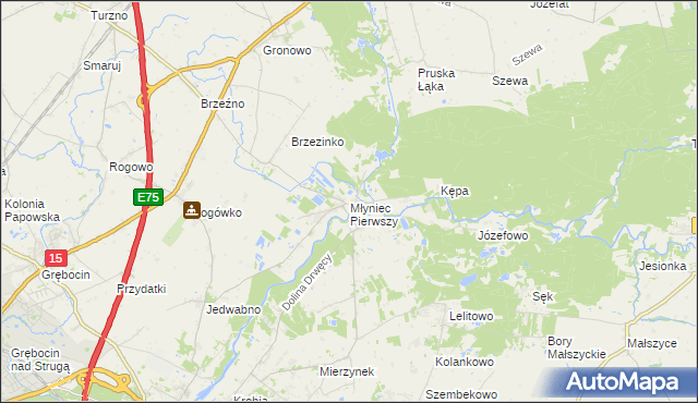 mapa Młyniec Pierwszy, Młyniec Pierwszy na mapie Targeo