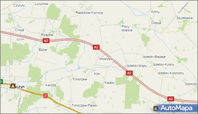 mapa Modrzew gmina Zbuczyn, Modrzew gmina Zbuczyn na mapie Targeo