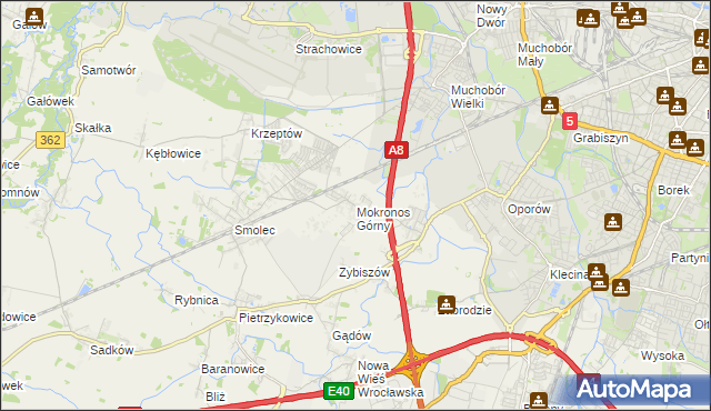 mapa Mokronos Górny, Mokronos Górny na mapie Targeo