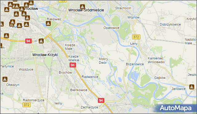 mapa Mokry Dwór gmina Siechnice, Mokry Dwór gmina Siechnice na mapie Targeo