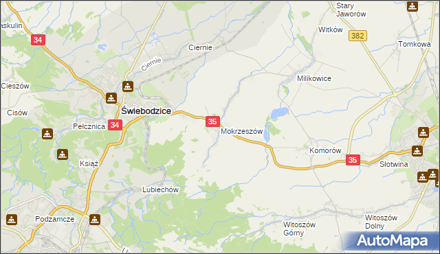 mapa Mokrzeszów, Mokrzeszów na mapie Targeo