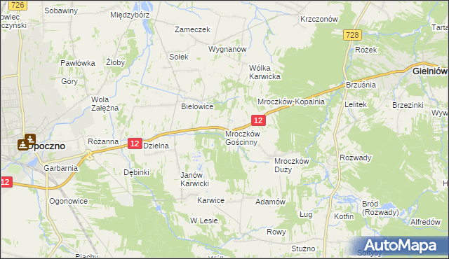 mapa Mroczków Gościnny, Mroczków Gościnny na mapie Targeo