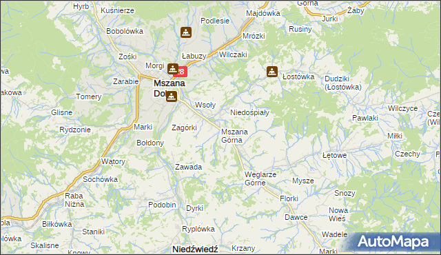 mapa Mszana Górna, Mszana Górna na mapie Targeo