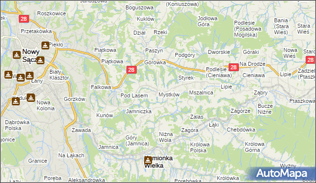 mapa Mystków, Mystków na mapie Targeo