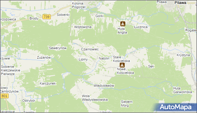 mapa Natolin gmina Osieck, Natolin gmina Osieck na mapie Targeo