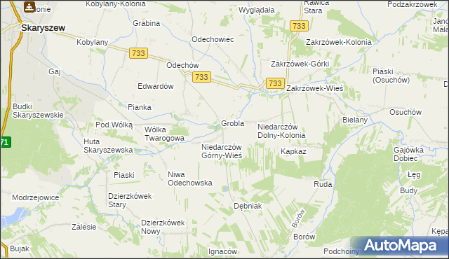 mapa Niedarczów Górny-Kolonia, Niedarczów Górny-Kolonia na mapie Targeo