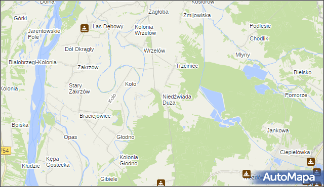 mapa Niedźwiada Duża, Niedźwiada Duża na mapie Targeo