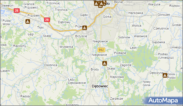 mapa Niegłowice, Niegłowice na mapie Targeo