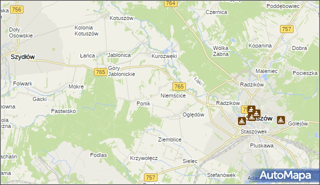 mapa Niemścice, Niemścice na mapie Targeo