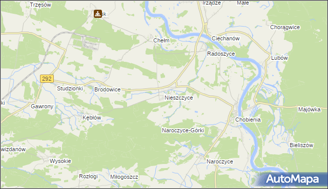 mapa Nieszczyce, Nieszczyce na mapie Targeo