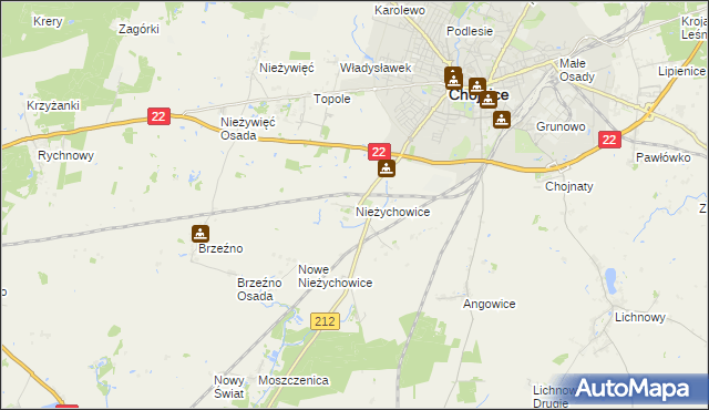 mapa Nieżychowice, Nieżychowice na mapie Targeo