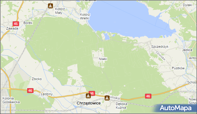 mapa Niwki gmina Chrząstowice, Niwki gmina Chrząstowice na mapie Targeo