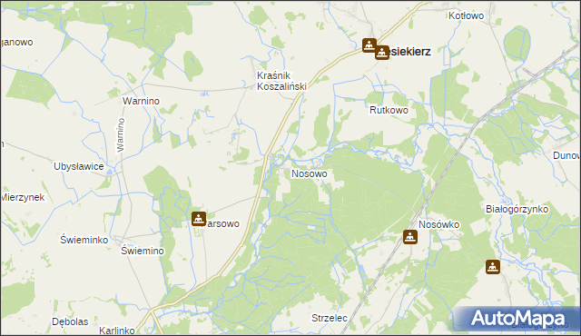 mapa Nosowo gmina Biesiekierz, Nosowo gmina Biesiekierz na mapie Targeo