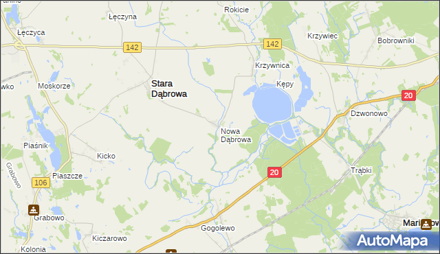 mapa Nowa Dąbrowa gmina Stara Dąbrowa, Nowa Dąbrowa gmina Stara Dąbrowa na mapie Targeo