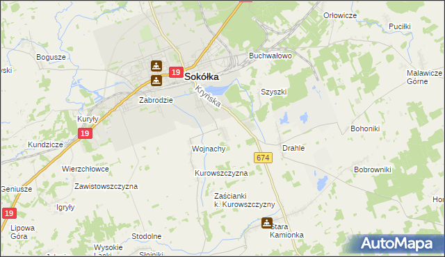 mapa Nowa Kamionka gmina Sokółka, Nowa Kamionka gmina Sokółka na mapie Targeo