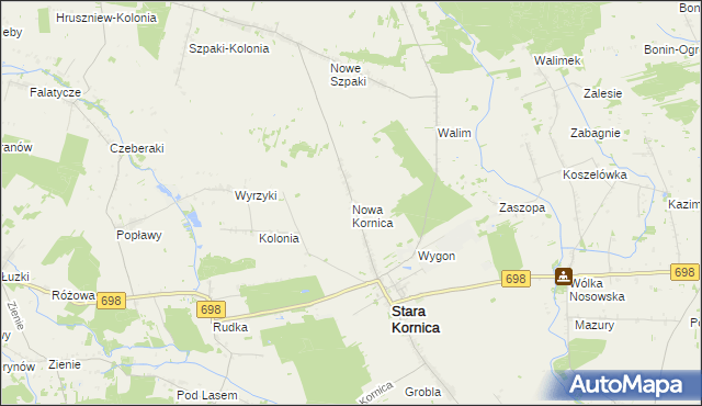 mapa Nowa Kornica, Nowa Kornica na mapie Targeo