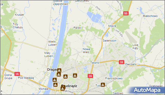 mapa Nowa Wieś gmina Grudziądz, Nowa Wieś gmina Grudziądz na mapie Targeo