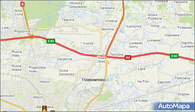 mapa Nowa Wieś gmina Trzebownisko, Nowa Wieś gmina Trzebownisko na mapie Targeo