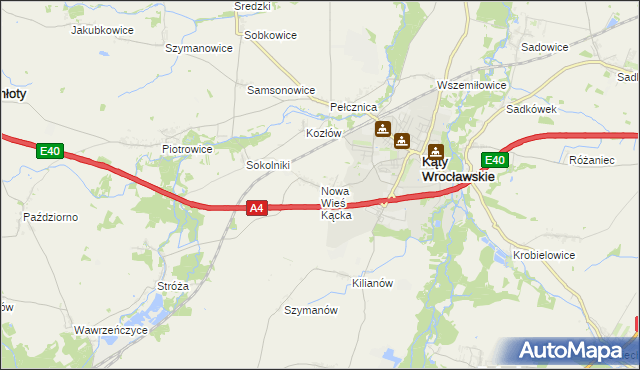 mapa Nowa Wieś Kącka, Nowa Wieś Kącka na mapie Targeo