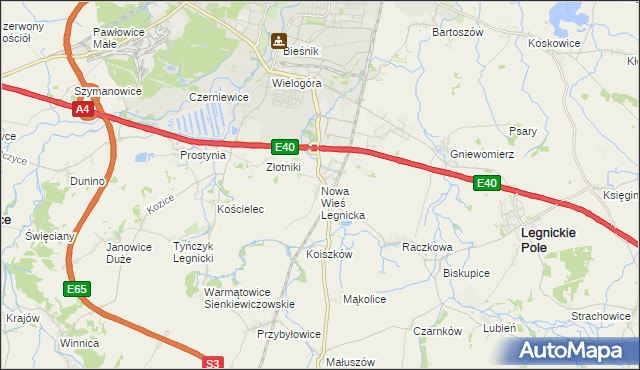 mapa Nowa Wieś Legnicka, Nowa Wieś Legnicka na mapie Targeo