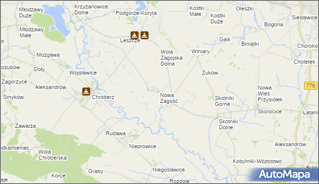 mapa Nowa Zagość, Nowa Zagość na mapie Targeo