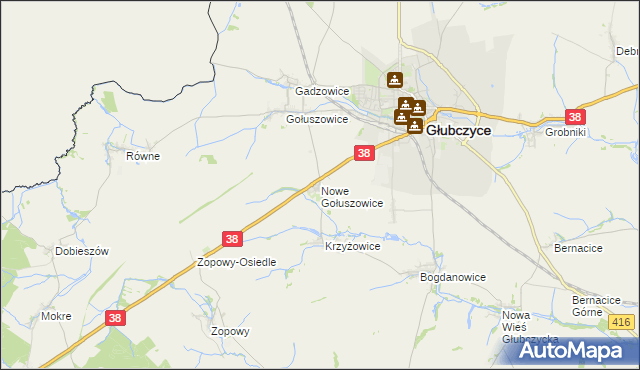 mapa Nowe Gołuszowice, Nowe Gołuszowice na mapie Targeo