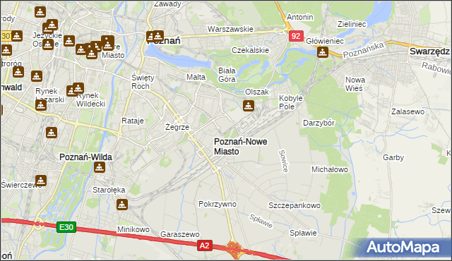 mapa Nowe Miasto gmina Poznań, Nowe Miasto gmina Poznań na mapie Targeo