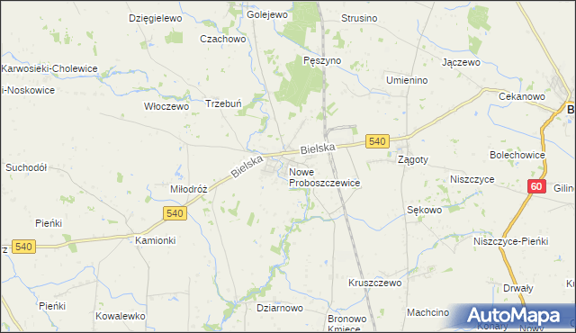 mapa Nowe Proboszczewice, Nowe Proboszczewice na mapie Targeo