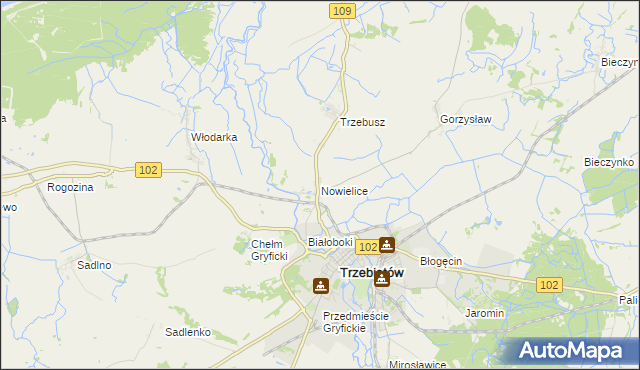 mapa Nowielice, Nowielice na mapie Targeo