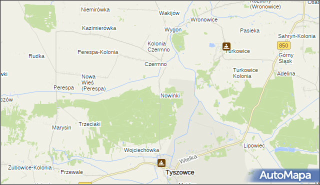 mapa Nowinki gmina Tyszowce, Nowinki gmina Tyszowce na mapie Targeo