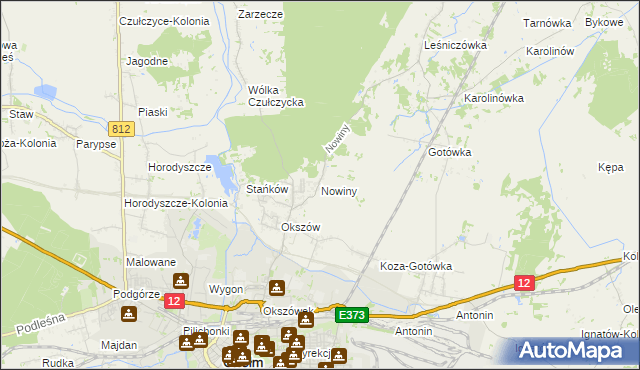 mapa Nowiny gmina Chełm, Nowiny gmina Chełm na mapie Targeo