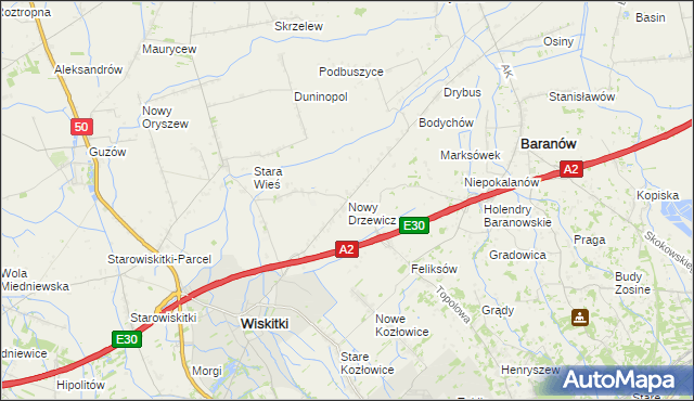 mapa Nowy Drzewicz, Nowy Drzewicz na mapie Targeo