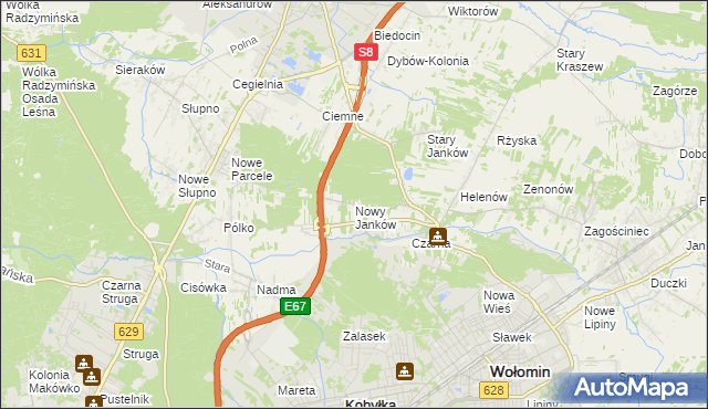 mapa Nowy Janków, Nowy Janków na mapie Targeo