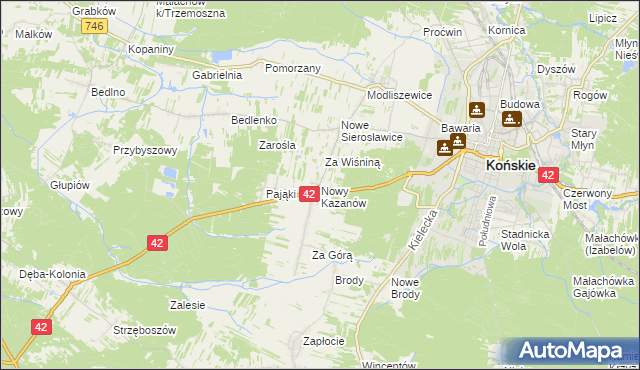 mapa Nowy Kazanów, Nowy Kazanów na mapie Targeo