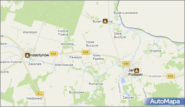 mapa Nowy Pawłów, Nowy Pawłów na mapie Targeo