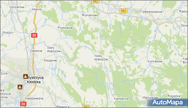 mapa Nowy Waliszów, Nowy Waliszów na mapie Targeo