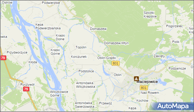 mapa Oblin-Grądki, Oblin-Grądki na mapie Targeo