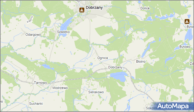 mapa Ognica gmina Dobrzany, Ognica gmina Dobrzany na mapie Targeo