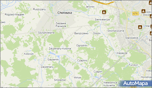 mapa Ogrodniki gmina Choroszcz, Ogrodniki gmina Choroszcz na mapie Targeo