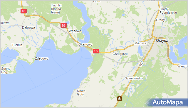 mapa Okartowo-Tartak, Okartowo-Tartak na mapie Targeo