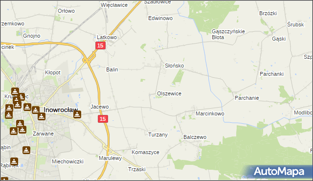 mapa Olszewice gmina Inowrocław, Olszewice gmina Inowrocław na mapie Targeo