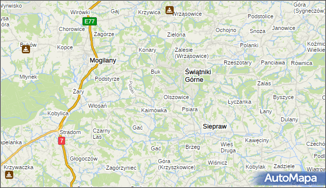 mapa Olszowice, Olszowice na mapie Targeo