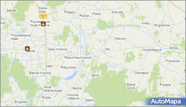 mapa Olszyna gmina Potworów, Olszyna gmina Potworów na mapie Targeo