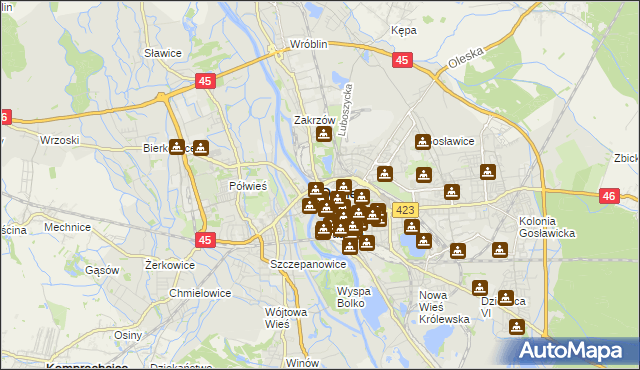 mapa Opola, Opole na mapie Targeo