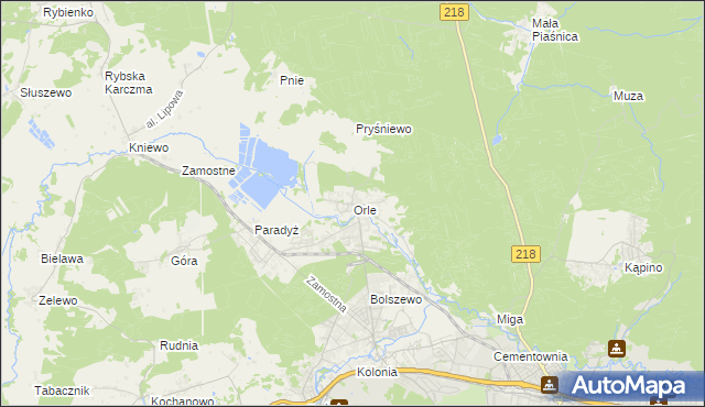 mapa Orle gmina Wejherowo, Orle gmina Wejherowo na mapie Targeo